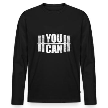 You Can Muskel Shirt Geschenk GYM Hanteln - Männer Premium Bio Langarmshirt - Schwarz - Vorne - Nico (187cm)