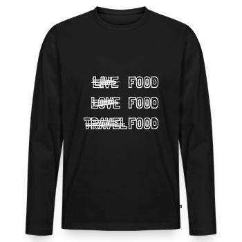 Live Love Travel - FOOD! - Men's Premium Organic Long Sleeve Shirt - black - Front - Nico (187cm)