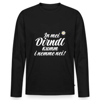 In Mei Dirndl Kumm I Nimma Nei | - Männer Premium Bio Langarmshirt - Schwarz - Vorne - Nico (187cm)