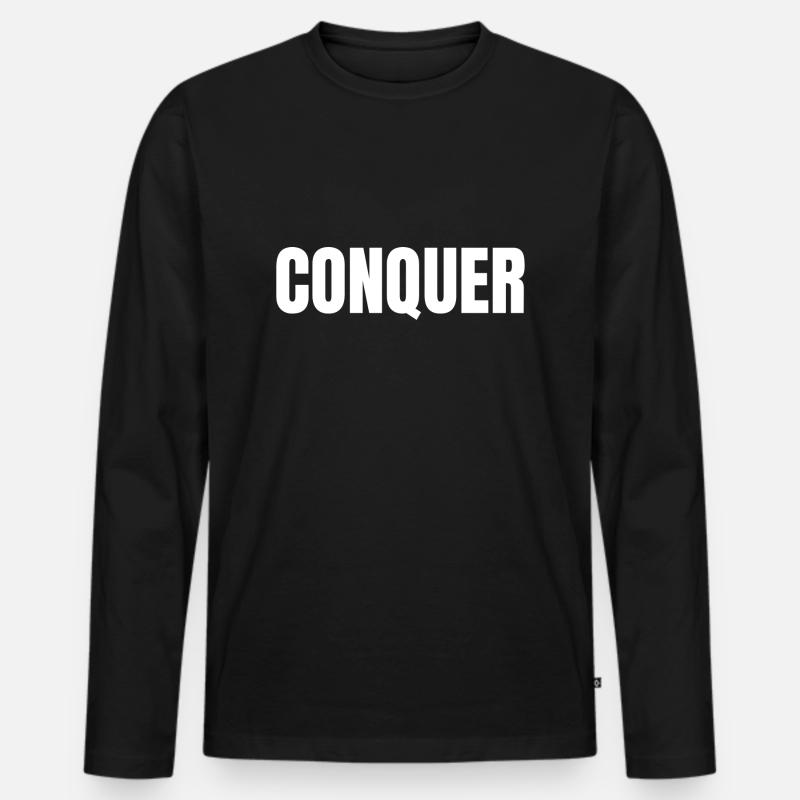 CONQUER - Männer Premium Bio Langarmshirt - Schwarz