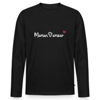 Maman d'amour - T-shirt manches longues Premium bio Homme - noir - Devant - Nico (187cm)