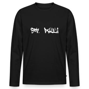 ST. PAULI - Männer Premium Bio Langarmshirt - Schwarz - Vorne - Nico (187cm)