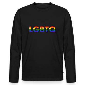 Drapeau arc-en-ciel LGBTQ - T-shirt manches longues Premium bio Homme - noir - Devant - Nico (187cm)