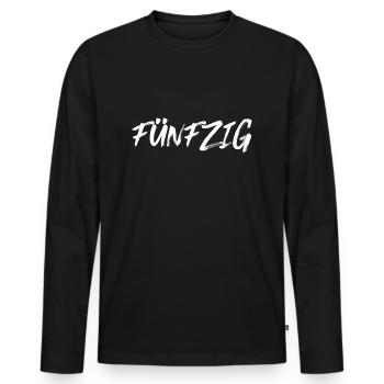 50 Jahre Geburtstag fünfzig - Männer Premium Bio Langarmshirt - Schwarz - Vorne - Nico (187cm)