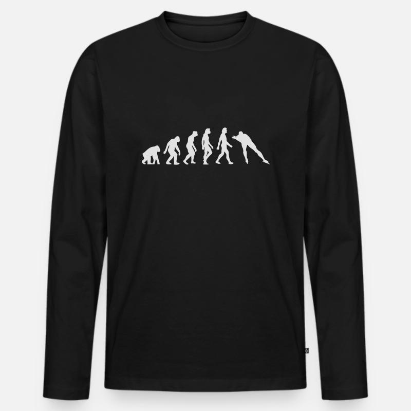 Die Evolution des Skates - Männer Premium Bio Langarmshirt - Schwarz