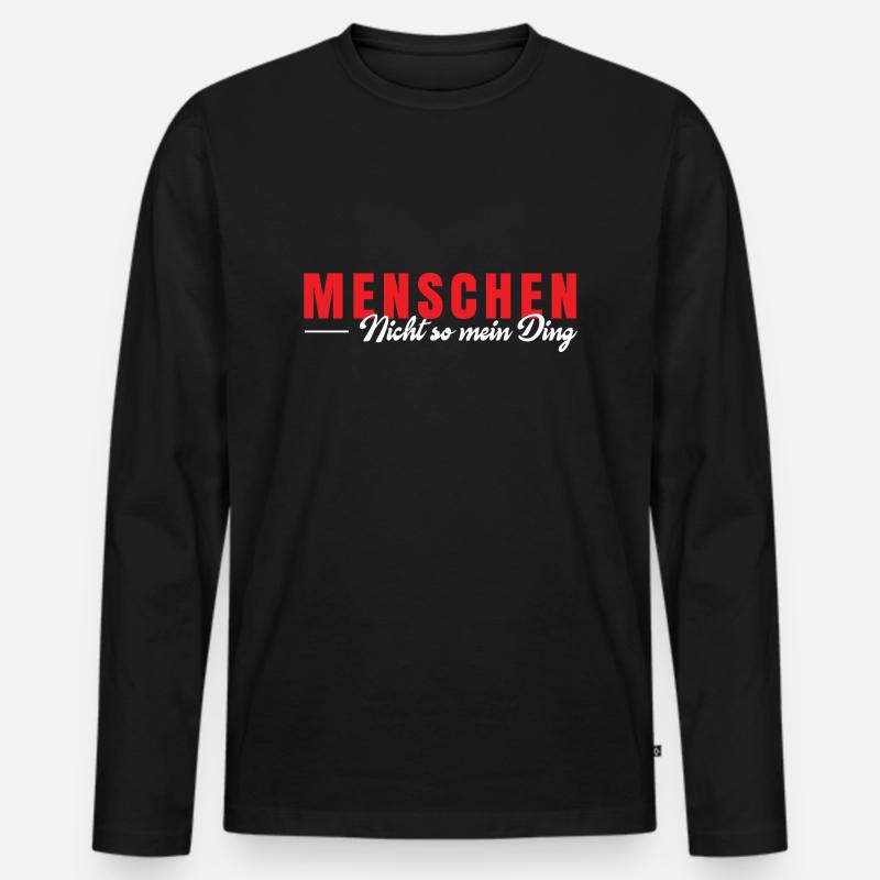 Menschen nicht so meins - Männer Premium Bio Langarmshirt - Schwarz