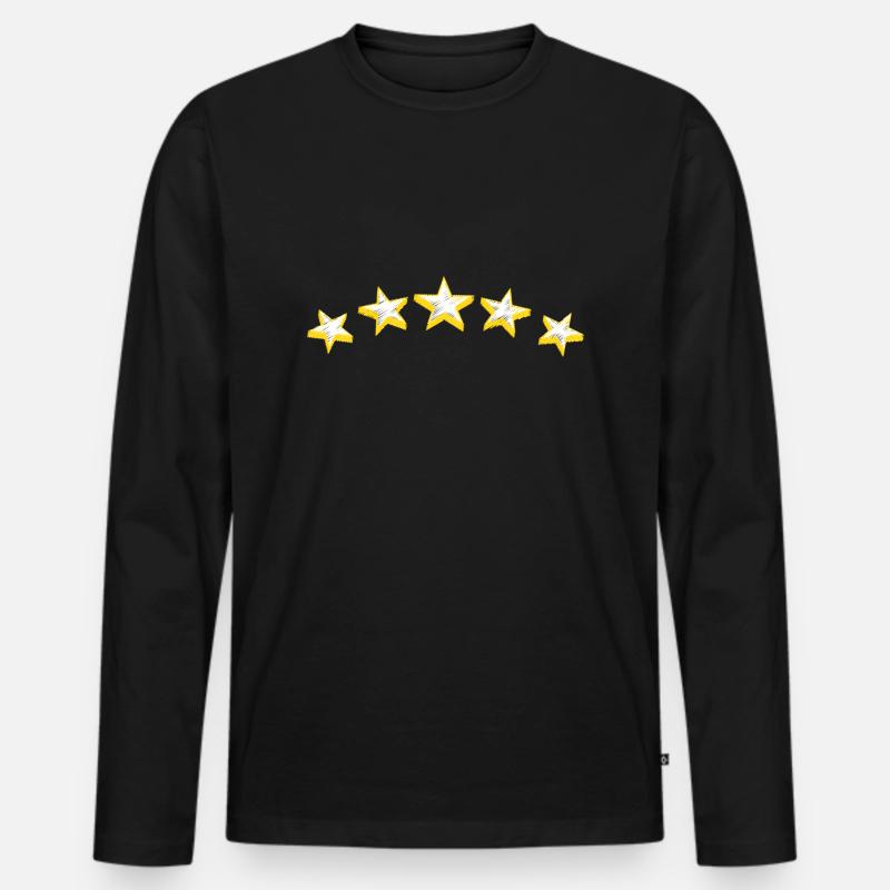 Sterne gelb - Männer Premium Bio Langarmshirt - Schwarz