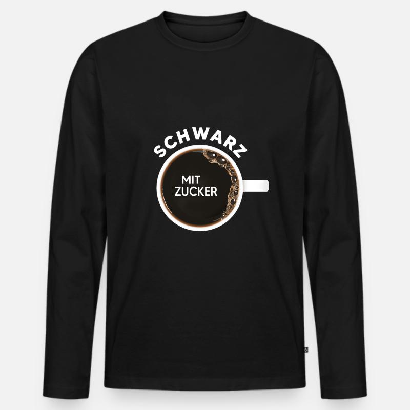 schwarzer Kaffee Kaffeetasse Kaffeetrinker - Männer Premium Bio Langarmshirt - Schwarz
