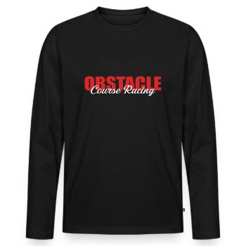 Équipement de course d’obstacles - T-shirt manches longues Premium bio Homme - noir - Devant - Nico (187cm)