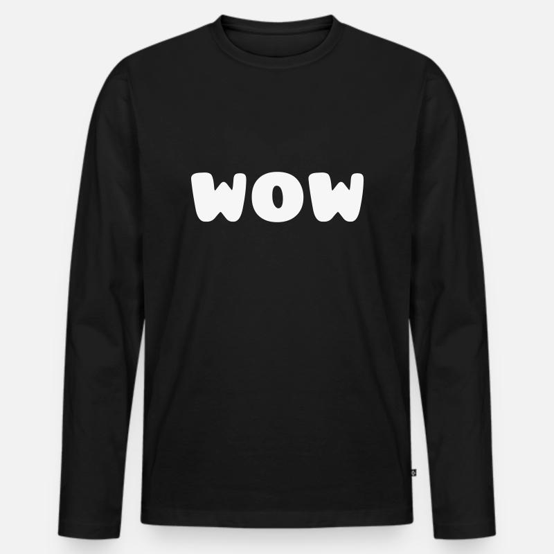 WOW - Männer Premium Bio Langarmshirt - Schwarz