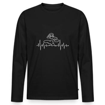 Herzlinie Herzfrequenz Herzschlag Bonsai Shirt - Männer Premium Bio Langarmshirt - Schwarz - Vorne - Nico (187cm)