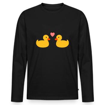 Quietscheenten Herz - Männer Premium Bio Langarmshirt - Schwarz - Vorne - Nico (187cm)