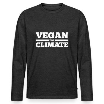 vegan for climate - T-shirt manches longues Premium bio Homme - anthracite chiné - Devant - Nico (187cm)