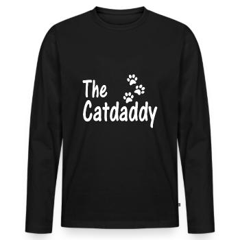 Le papa de chat / chats - T-shirt manches longues Premium bio Homme - noir - Devant - Nico (187cm)