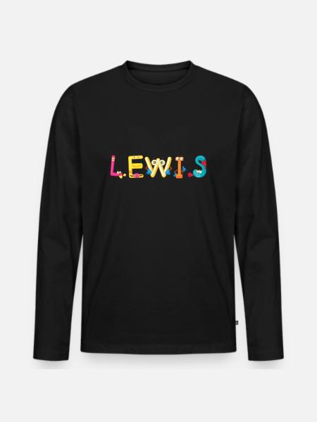Lewis - Männer Premium Bio Langarmshirt - Schwarz