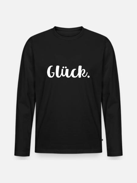Glück - Männer Premium Bio Langarmshirt - Schwarz
