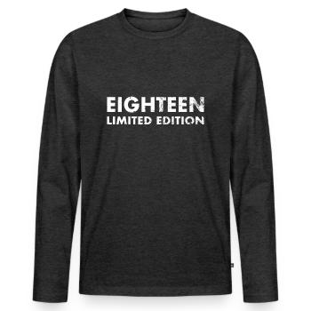 18e anniversaire Dix-huit édition limitée - T-shirt manches longues Premium bio Homme - anthracite chiné - Devant - Nico (187cm)