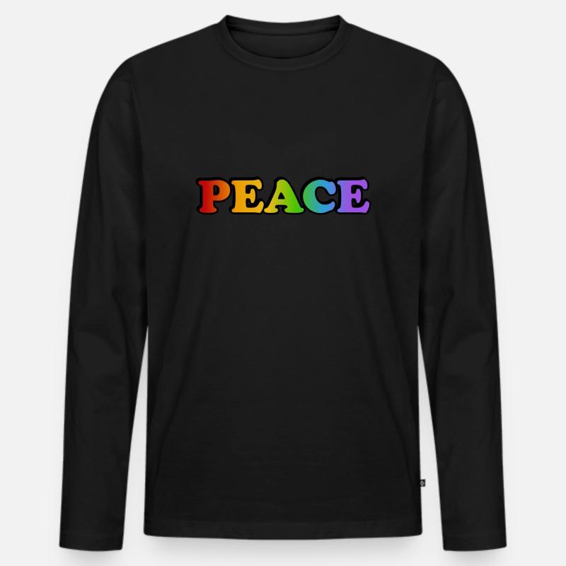 Friedens-Regenbogen - Männer Premium Bio Langarmshirt - Schwarz