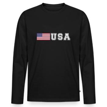 ÉQUIPE États-Unis Drapeau américain devant la police de caractères - T-shirt manches longues Premium bio Homme - noir - Devant - Nico (187cm)