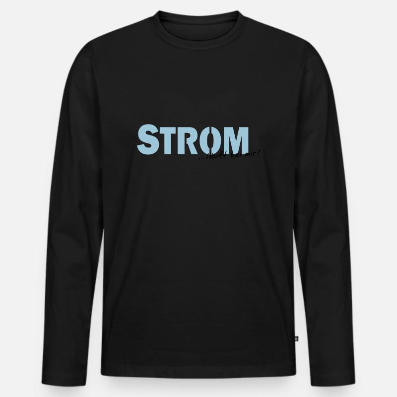 Strom läuft bei mir - Männer Premium Bio Langarmshirt - Schwarz