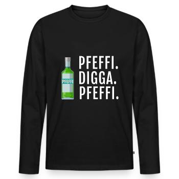 Pfefferminz Likör Pfeffi Vatertag Sauf - Männer Premium Bio Langarmshirt - Schwarz - Vorne - Nico (187cm)