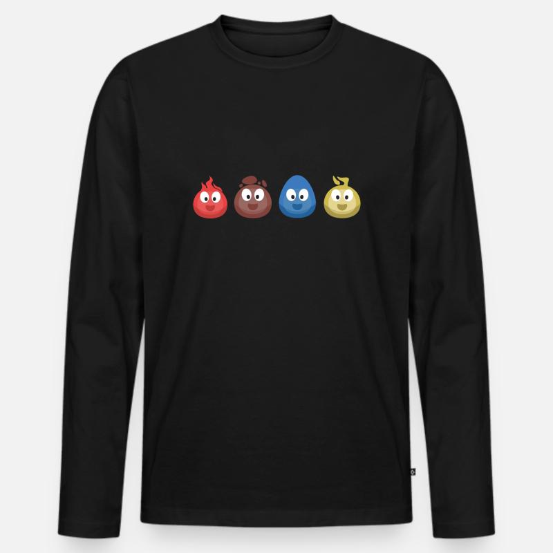 4 éléments (feu, terre, eau, air) (bulle) - T-shirt manches longues Premium bio Homme - noir