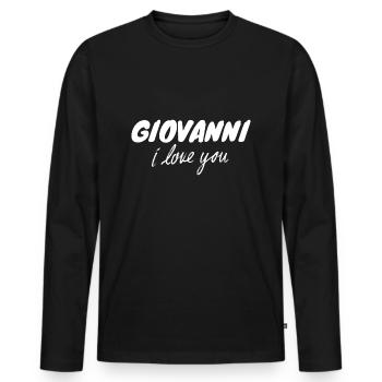 Giovanni i love you - Männer Premium Bio Langarmshirt - Schwarz - Vorne - Nico (187cm)