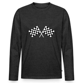 Drapeaux de course automobile - T-shirt manches longues Premium bio Homme - anthracite chiné - Devant - Nico (187cm)