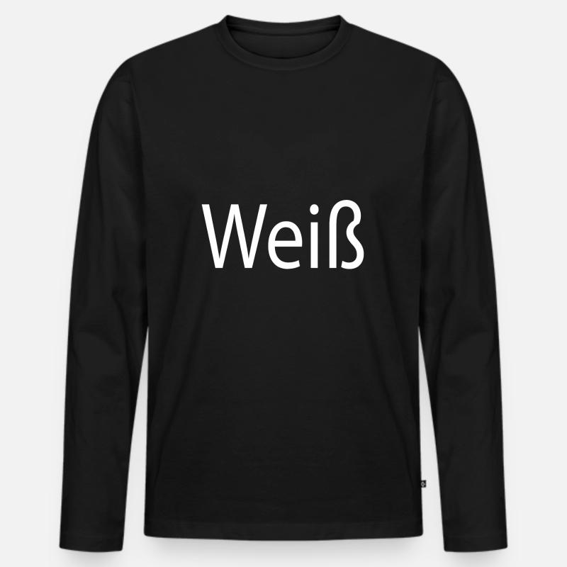 Weiß - Männer Premium Bio Langarmshirt - Schwarz