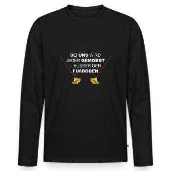 Mobbing, Fußboden wischen, Putzfrau, Wischmob - Männer Premium Bio Langarmshirt - Schwarz - Vorne - Nico (187cm)