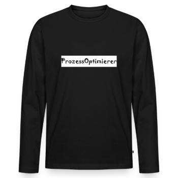 Prozessoptimierer, Arbeiter, Büro, Spruch - Männer Premium Bio Langarmshirt - Schwarz - Vorne - Nico (187cm)