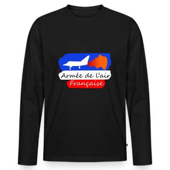 armée de l'air Française - T-shirt manches longues Premium bio Homme - noir - Devant - Nico (187cm)