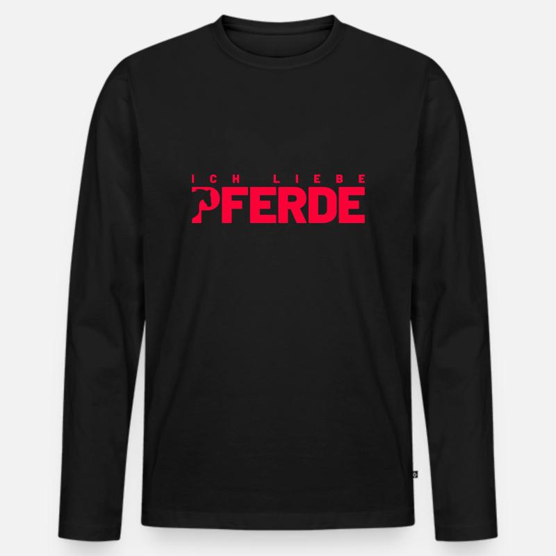 Ich liebe Pferde - Männer Premium Bio Langarmshirt - Schwarz