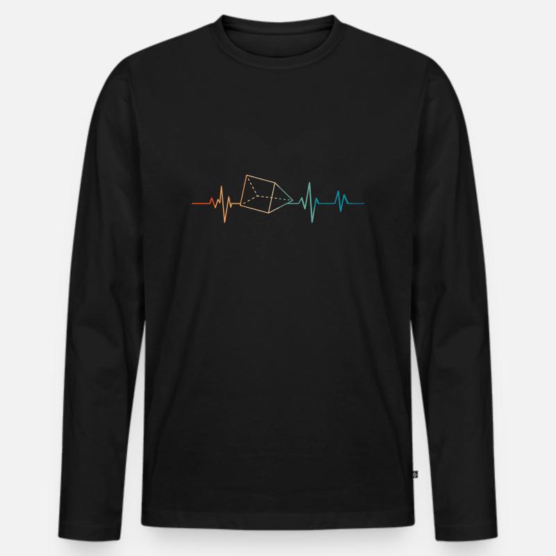Retro Heartbeat Prisma - Männer Premium Bio Langarmshirt - Schwarz