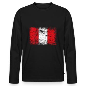 Peru Flag South America Used Look - Men's Premium Organic Long Sleeve Shirt - black - Front - Nico (187cm)