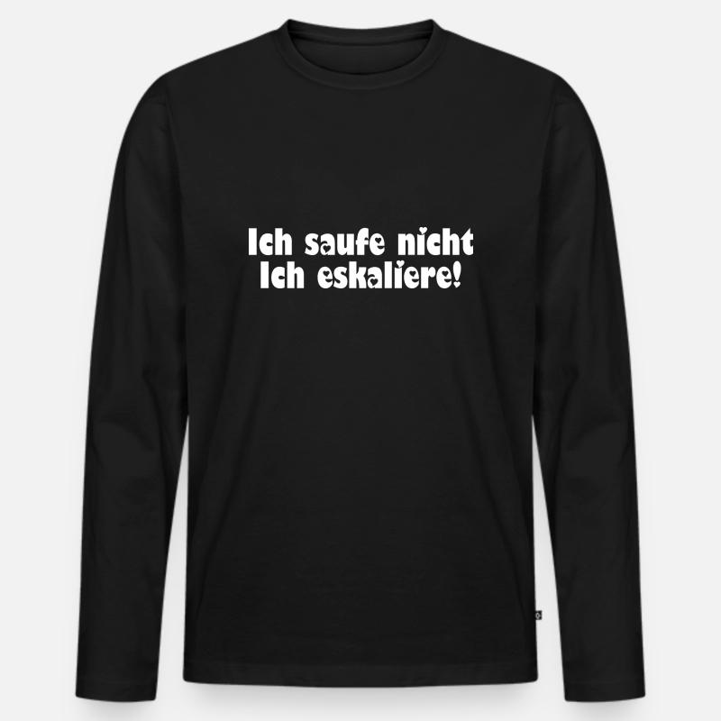 Bier - Ich saufe nicht - Männer Premium Bio Langarmshirt - Schwarz
