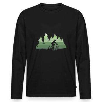 Cycliste Forêt Forêt Homme à vélo - T-shirt manches longues Premium bio Homme - noir - Devant - Nico (187cm)