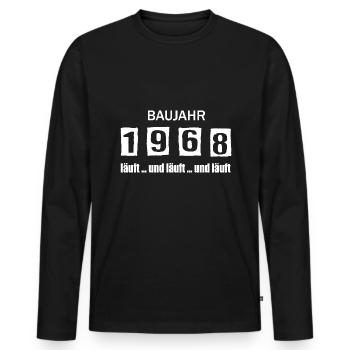 Baujahr 1968 - läuft und läuft und läuft - Männer Premium Bio Langarmshirt - Schwarz - Vorne - Nico (187cm)