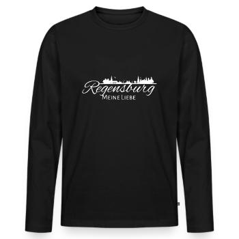 Regensburg Meine Stadt Bayern Regensburger - Männer Premium Bio Langarmshirt - Schwarz - Vorne - Nico (187cm)