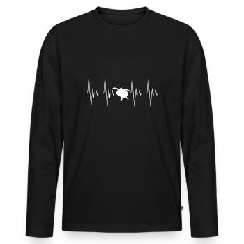 Meeresschildkröte Silhouette EKG Herzschlag Tiere - Männer Premium Bio Langarmshirt - Schwarz - Vorne - Nico (187cm)