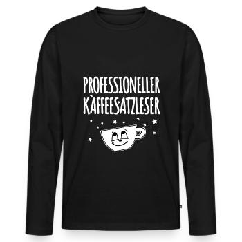 Professioneller Kaffeesatzleser - Männer Premium Bio Langarmshirt - Schwarz - Vorne - Nico (187cm)