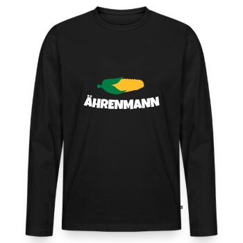 Ährenmann Ehrenmann Bauer Landwirt - Männer Premium Bio Langarmshirt - Schwarz - Vorne - Nico (187cm)