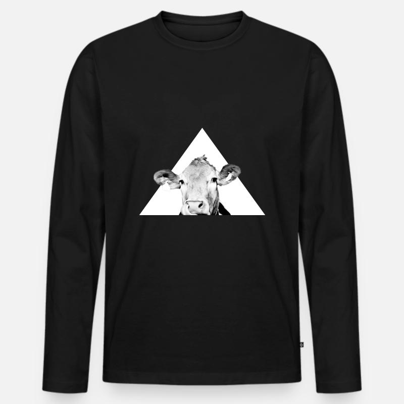Kuhle Kuh - Männer Premium Bio Langarmshirt - Schwarz