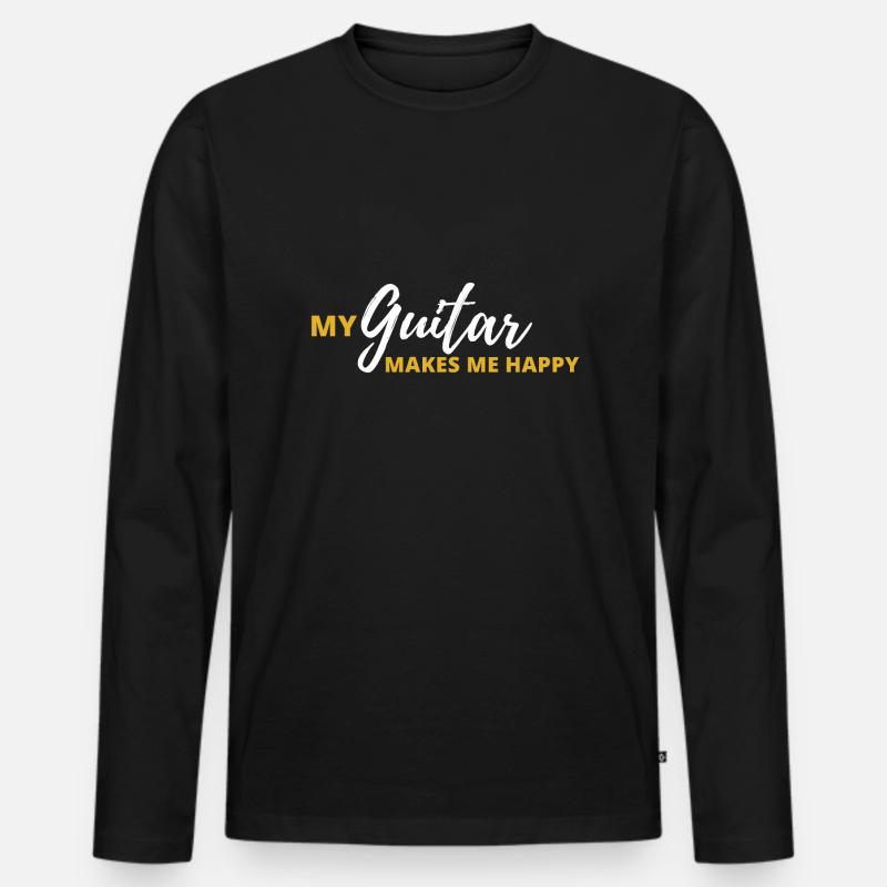 Gitarre - Männer Premium Bio Langarmshirt - Schwarz