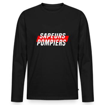 Sapeurs pompiers - pompier pro - T-shirt manches longues Premium bio Homme - noir - Devant - Nico (187cm)