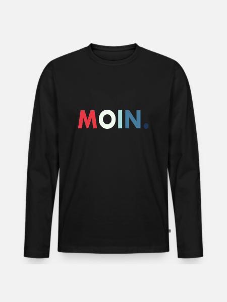 Moin Geschenk Retro - Männer Premium Bio Langarmshirt - Schwarz