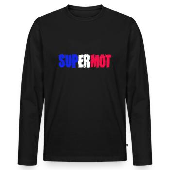 Supermot logo blue white red - Men's Premium Organic Long Sleeve Shirt - black - Front - Nico (187cm)
