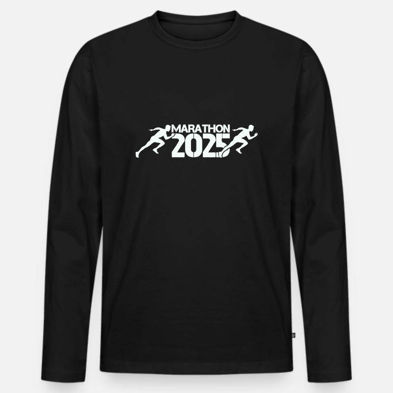 Marathon 2025 - Männer Premium Bio Langarmshirt - Schwarz