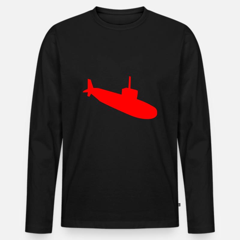 U-Boot Silhouette - Männer Premium Bio Langarmshirt - Schwarz