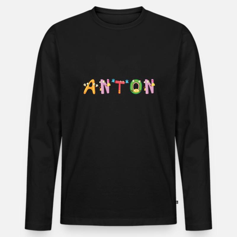 Anton - Männer Premium Bio Langarmshirt - Schwarz